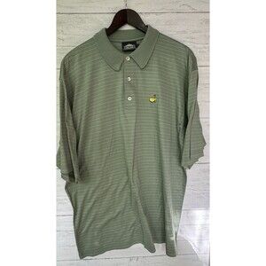 Clubhouse Collection Masters Golf Polo Shirt Men Large Green W/light Stripe